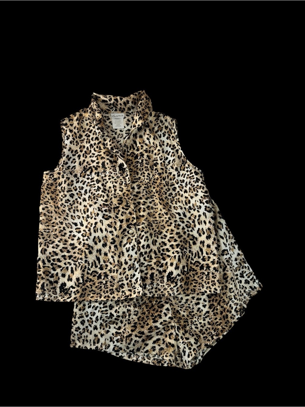 Secret Treasures Leopard Print Sleeveless Pajama Set - Black, Brown, Cream